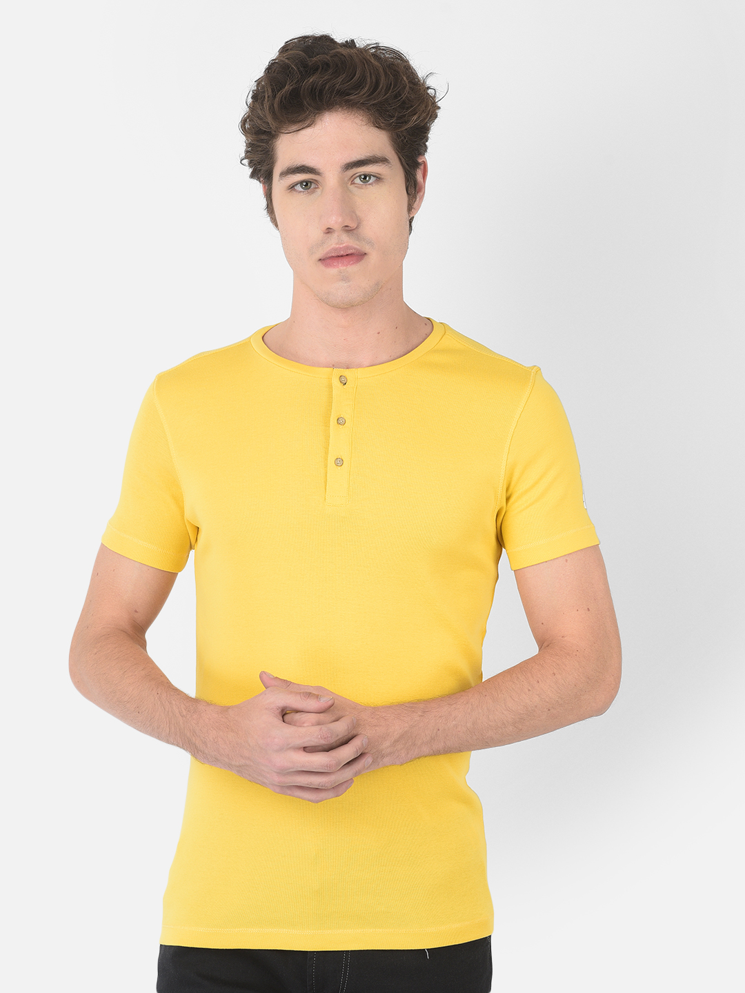 Numero Uno Men Solid Yellow T-Shirt